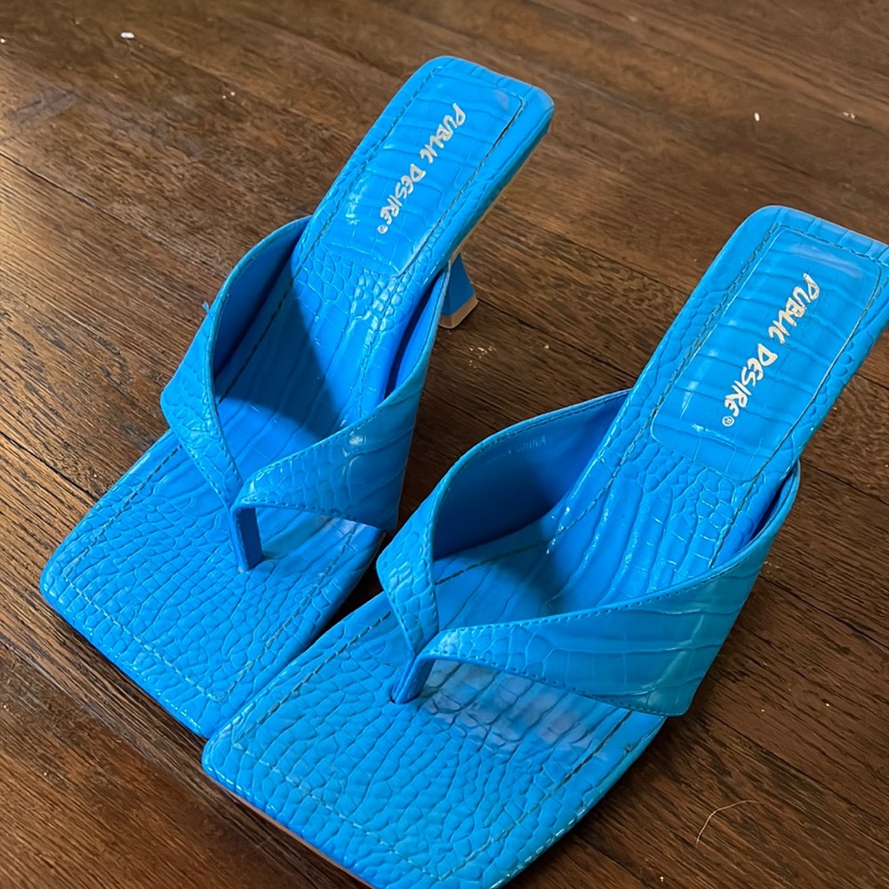 Public Desire Blue Heeled Sandal - worn once
